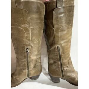 FRYE tall leather knee boots 9B 76571 taupe riding cuff fall boho jackie
